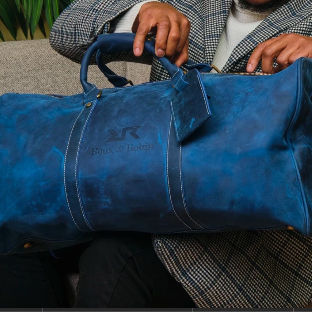 Blue Leather Men's Bag